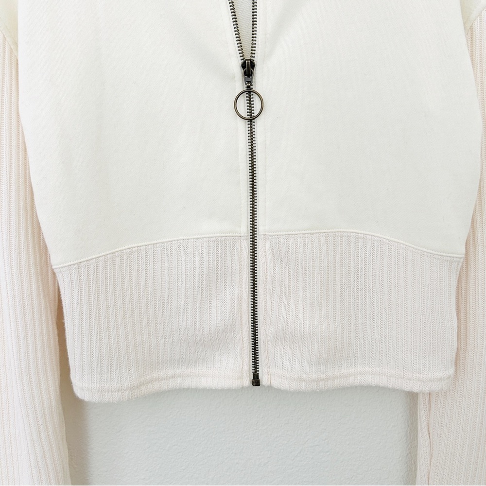 BDG Urban Outfitters Lottie Zip Sweater Top Cropped Knit Collar Ivory Size Large - Picture 6 of 12